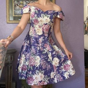 Vintage Laura Ashley Floral off shoulder dress